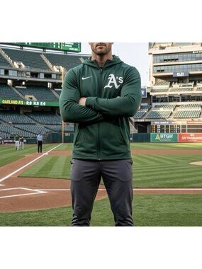 Oakland Athletics Nike Authentic Collection Performance Full-Zip Hoodie Sz L